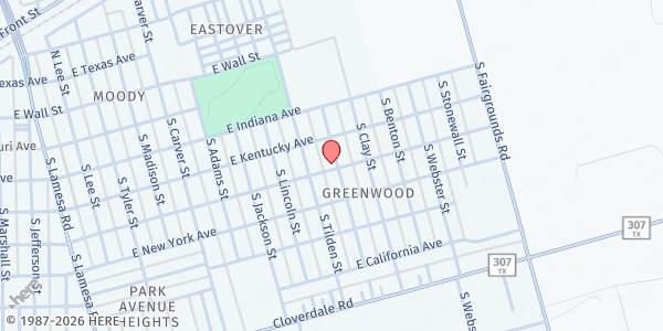 Map showing Bethel Missionary Baptist Church at 410 S Calhoun St, Midland, TX