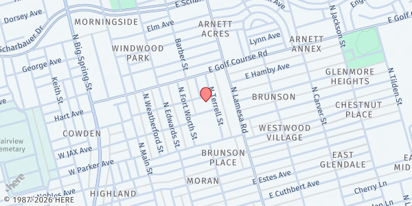 Map showing Faith Temple Church at 1605 N. Terrell St., Midland, TX