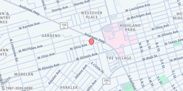 Map showing One Hope Church of Christ - Food Pantry at 2503 W. Ohio Ave., Midland, TX