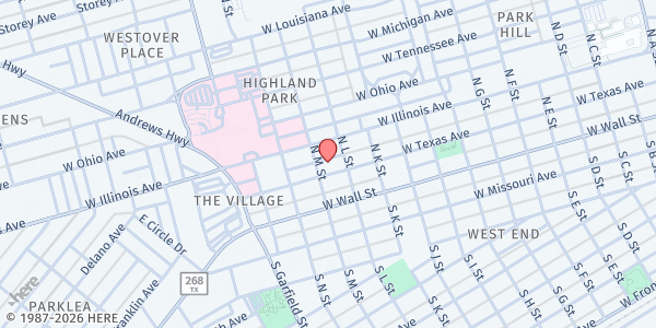 Map showing St. Ann's Catholic Church at 1906 W. Texas St., Midland, TX