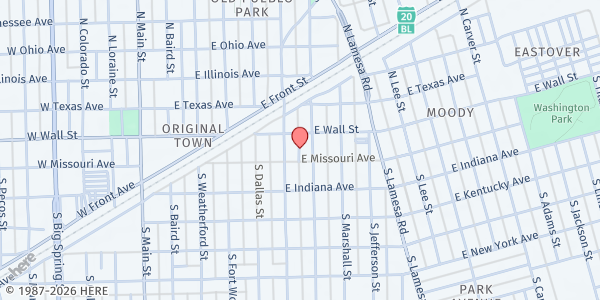 Map showing The Salvation Army - Midland at 600 E. Wall St., Midland, TX