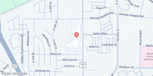 Map showing Midlothian Senior Citizens Center at 4 Community Center Dr., Midlothian, TX