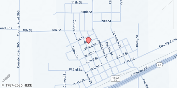 Map showing Trinity Evangelical Lutheran Church - Mobile Distribution at 501 Groves St., Miles, TX