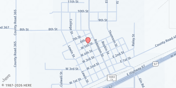 Map showing Trinity Lutheran Church at 501 Groves St., Miles, TX