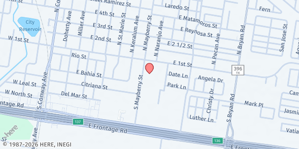 Map showing FBRGV-Mission Resource Center at 115 S. Mayberry St., Mission, TX