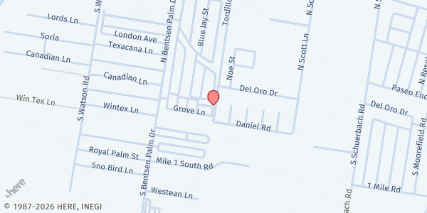 Map showing Grace Bible Baptist Church at 1205 K St., Mission, TX
