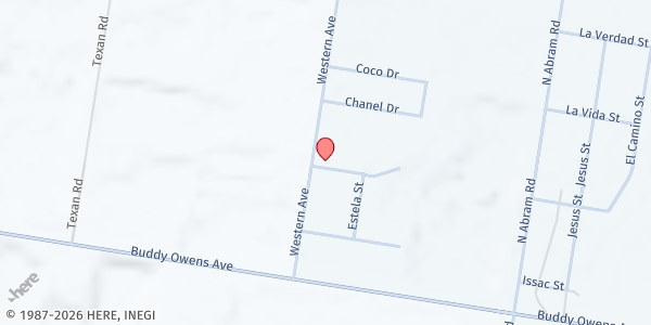 Map showing Hope Ministries of the RGV at 4604 Western Rd, Mission, TX