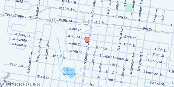 Map showing Our Lady of Guadalupe at 609 N. Conway Ave., Mission, TX