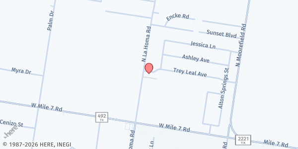 Map showing Templo La Nueva Jerusalen at 2801 Trey Leal Ave., Mission, TX