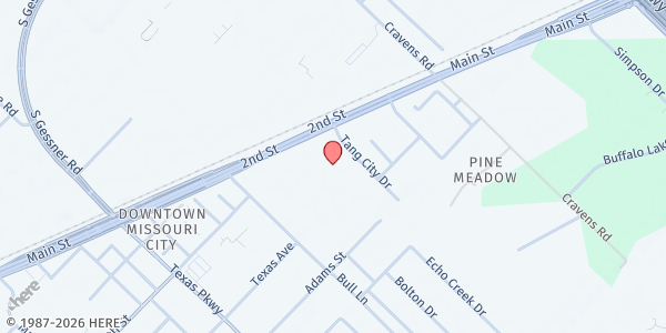 Map showing Second Mile Mission Center at 1135 Hwy 90A, Missouri City, TX