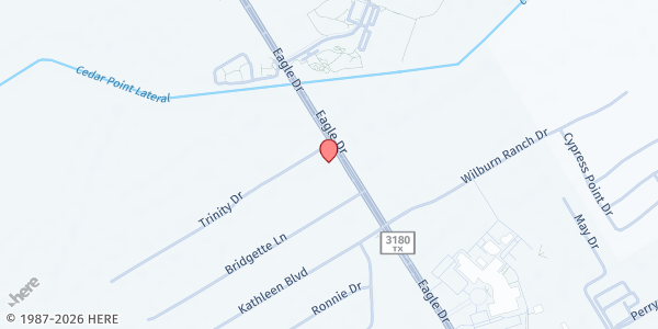 Map showing Mont Belvieu Methodist Church Food Pantry at 10629 Eagle Dr., Mont Belvieu, TX