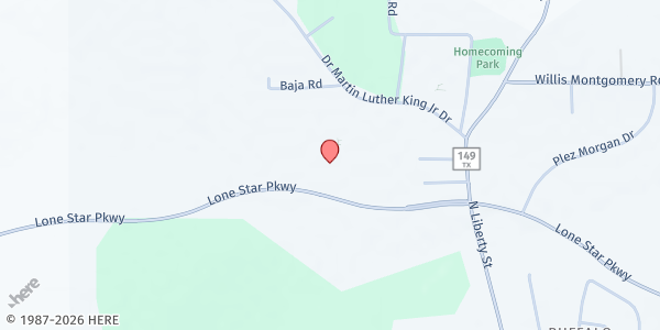 Map showing Coat of Many Colors Ministries at 2500 Lone Star Parkway, Montgomery, TX