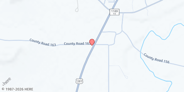 Map showing Morgan Mill Methodist Church at Southeast corner of Hwy 281 at 1188, Morgan Mill, TX