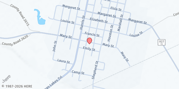 Map showing Morgan Fire Department Mobile Pantry at 905 Mary St., Morgan, TX