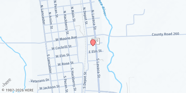 Map showing Ness County Mobile Distribution at Ness County Mobile Distribution, Moulton, TX