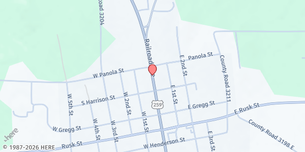 Map showing Mt Enterprise Morning Star Food Pantry at 210 N Railroad Ave, Mt. Enterprise, TX