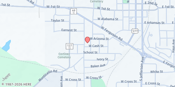 Map showing RRW TEACH at 502 Sheppard Rd, Mt. Pleasant, TX