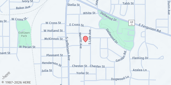 Map showing St. Mark's Episcopal Church at 205 E. Pecan St., Mt. Pleasant, TX