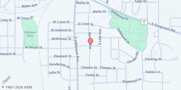 Map showing St. Mark's Episcopal Church at 205 E. Pecan St, Mt. Pleasant, TX