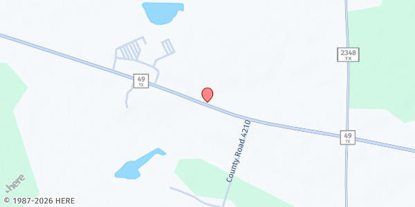 Map showing Titus County Cares Produce at 2201 TX-49, Mt. Pleasant, TX