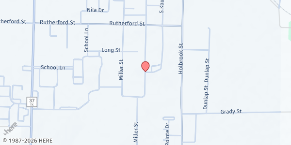 Map showing Franklin County Food Pantry - Mt. Vernon at 824 Leftwich St., Mt. Vernon, TX