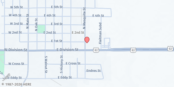 Map showing Sacred Heart Catholic Church at 120 Mesquite St., Muenster, TX