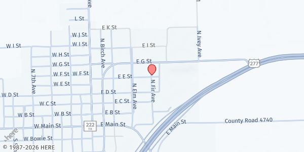 Map showing Munday Ministerial Alliance Food Pantry at 440 N. 13th Ave., Munday, TX