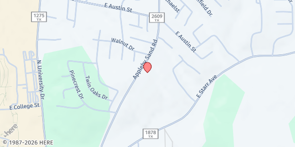 Map showing Sacred Heart Catholic Church at 2508 Appleby Sand Rd., Nacogdoches, TX