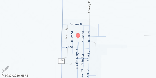 Map showing Holy Family Catholic Church Food Pantry at 210 St Joseph St., Nazareth, TX