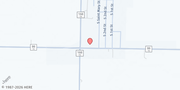Map showing Holy Family Food Pantry at 304 East HWY 86, Nazareth, TX