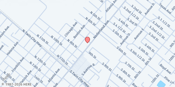 Map showing Community Care - Prayer Outreach at 808 Nederland Ave., Nederland, TX