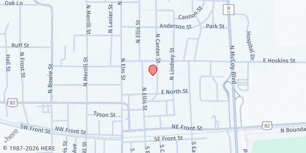 Map showing Community Kitchen - Soup Kitchen at 301 N. Center St., New Boston, TX