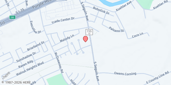 Map showing New Braunfels Food Bank at 1620 S. Seguin Ave., New Braunfels, TX