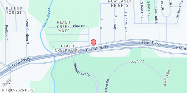 Map showing Peach Creek Baptist Church Food Pantry at 25963 FM 1485, New Caney, TX