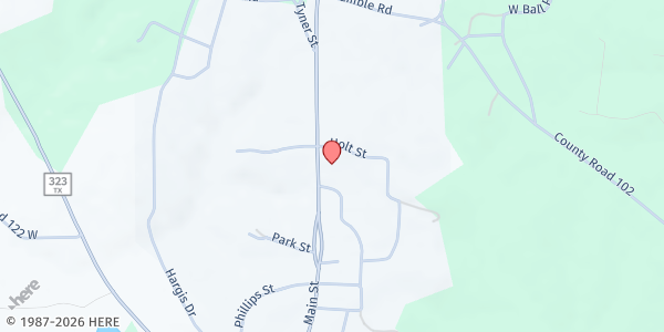 Map showing New London Methodist Church at 10525 Main St., New London, TX