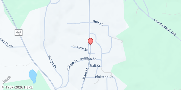 Map showing Overton-New London Food Pantry at 10525 S. Main St, New London, TX