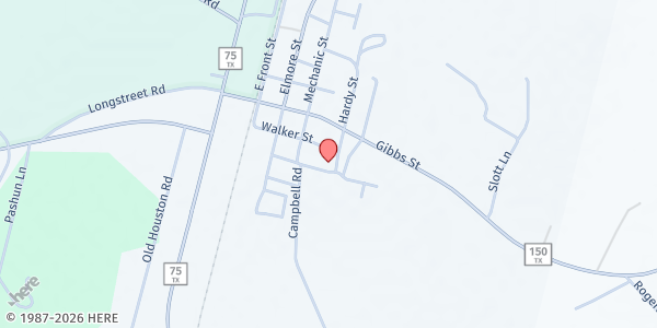 Map showing New Waverly First Baptist Church at 460 Fisher St, New Waverly, TX