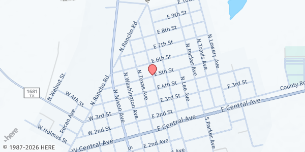 Map showing God's Storehouse Food Pantry at 401 N Franklin, Nixon, TX