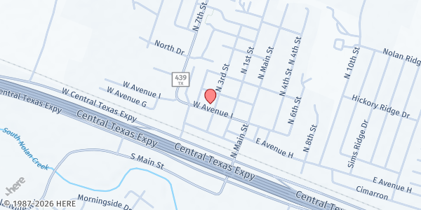 Map showing Nolanville Food Pantry at 300 W. Ave. I, Nolanville, TX