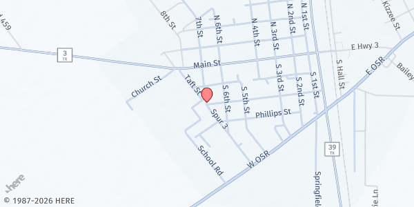 Map showing Normangee Food Pantry at 110 Spur 3, Normangee, TX