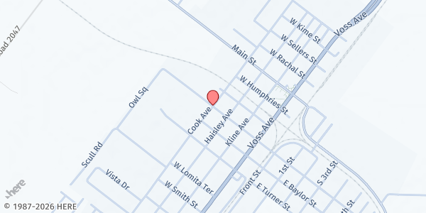 Map showing Odem Fellowship Pantry-Sacred Heart Church at 401 W. Willis, Odem, TX