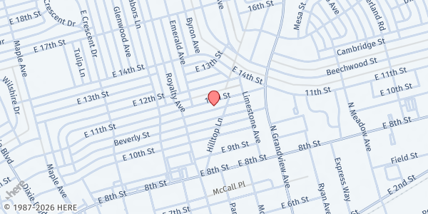Map showing Baptist Church Distribution Site at 2212 E. 11th St., Odessa, TX