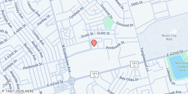 Map showing Baptist Church Odessa Bible Church at 3901 Penbrook St., Odessa, TX