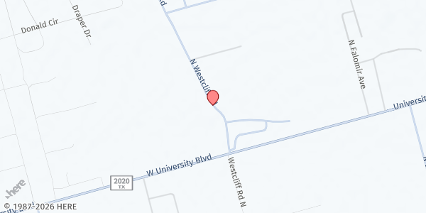 Map showing Food Bank 1601 Westcliff Dr. at 1601 Westcliff Dr., Odessa, TX