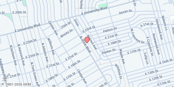 Map showing Highland UMC at 1808 N. Dixie Blvd., Odessa, TX