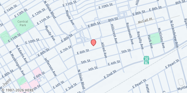 Map showing Jesus House at 1335 E. 6th St., Odessa, TX