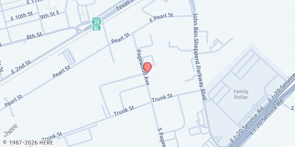 Map showing Odessa Location at 411 S. Pagewood Ave, Odessa, TX