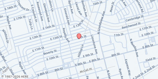 Map showing St. James Missionary Baptist Church at 2212 E. 11th St., Odessa, TX