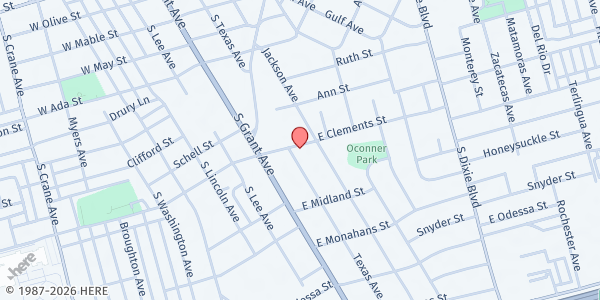Map showing Texas & Clements St Church of Christ at 1201 S. Texas Ave., Odessa, TX