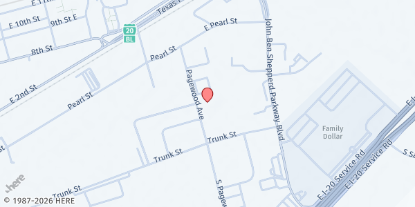 Map showing West Texas Food Bank - Odessa at 411 S. Pagewood Ave., Odessa, TX